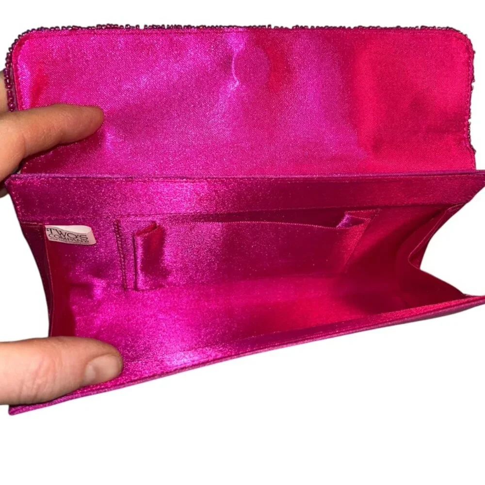 two's company hot pink silk beaded clutch bag HELLO SPRING